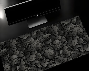 Clouds Mouse Pad | Black Desk Mat | Office Carpet Large | Rubber Gaming Mat | Non-Slip Mousepad