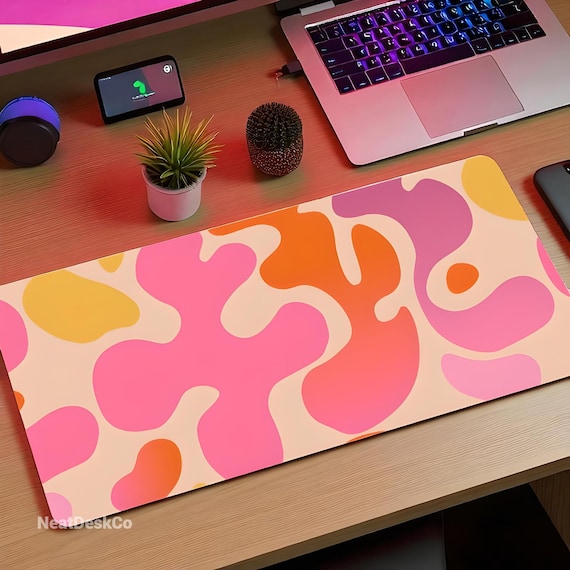 Abstract Desk Mat: Vibrant Colorful Mouse Pad, Non-Slip Office Decor