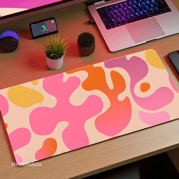 Abstract Desk Mat: Vibrant Colorful Mouse Pad, Non-Slip Office Decor