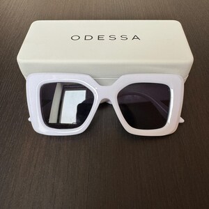Bold White Square Sunglasses | Oversized Retro Mod Glasses | 70s Statement Eyewear | ODESSASunglasses