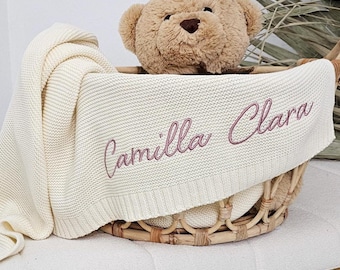 Personalized Baby Blanket, Soft Cotton Knit, Embroidered Name Blanket, Newborn Baby Gift, Baby Shower Keepsake, Custom Baby Blanket