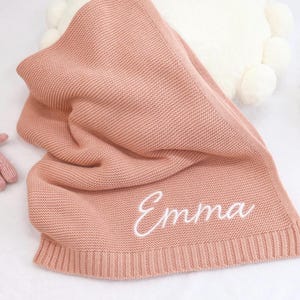 Soft Cotton Knit Baby Blanket, Personalized Blanket, Organic Cotton Baby Blanket, Blanket With Name, Gift For Baby, Birthday Baby Blanket
