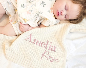 Personalized Baby Blanket, Embroidered Name Blanket, Custom Baby Gift, Soft Knit Newborn Blanket, Baby Shower Gift, Keepsake Blanket