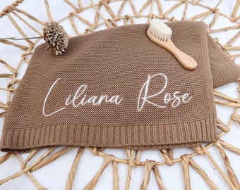 Personalized Baby Blanket, Soft Cotton Knit, Embroidered Name Blanket, Newborn Baby Gift, Baby Shower Keepsake, Custom Baby Blanket