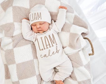 Personalized Cotton Homecoming Outfit, Custom Baby Outfit, Baby Shower Gift, First Day Outfit, Custom Name, Perfect for Newborn, Custom Name