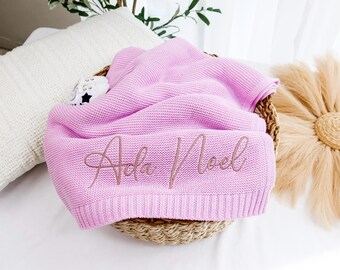 Baby Blanket Gift, Personalized Blanket, Gift for Babies, Embroidered With Your Baby's Name, Baby Gift with Name, Cotton Knit Baby Blanket