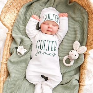 Newborn Baby Outfit, Custom Baby Apparel, Personalized Baby Coming Home Outfit, Embroidered Newborn Outfit, Baby Shower Gift, Bodysuit Baby
