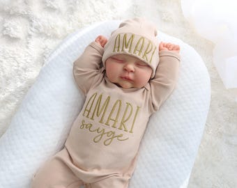 Custom Baby Outfit, Custom Embroidered Baby Outfit, Baby Shower Gift, Embroidered Baby's Name, First Day Outfit, Adorable Newborn Outfit