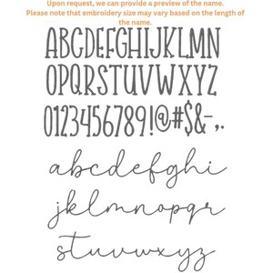 May include: A font chart showing uppercase and lowercase letters, numbers, and symbols in a handwritten style. The font is gray on a white background.