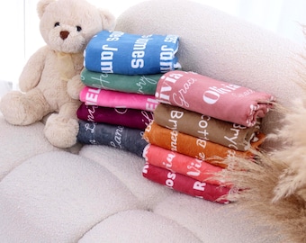 Newborn Name Blanket, baby name swaddle, baby name swaddle, first and middle name blanket, newborn swaddle and blanket, Swaddle blanket