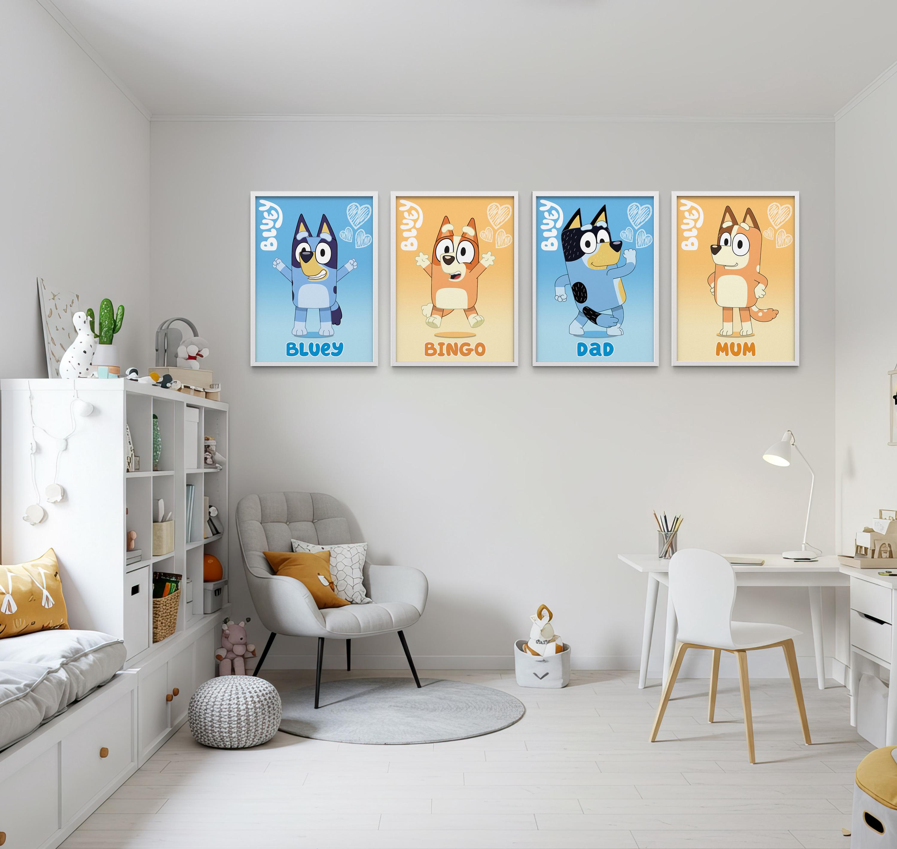 Bluey Poster Set of 4, Bluey Poster, Bluey Art Print, Bluey Wall Art, Bluey and Bingo, Bluey Mum ...