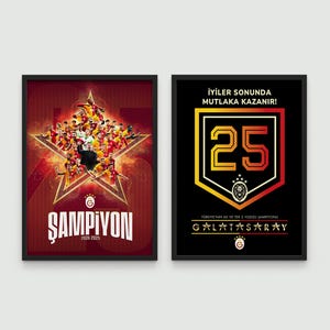 Galatasaray Poster 2er Set, Champion Galatasaray Poster, Galatasaray Poster, Galatasaray 5 Sterne, Galatasaray Fan Geschenke, Galatasaray Prints