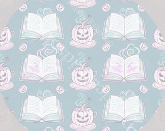 Pastel Halloween Bookish Seamless Pattern: PNG Digital Download