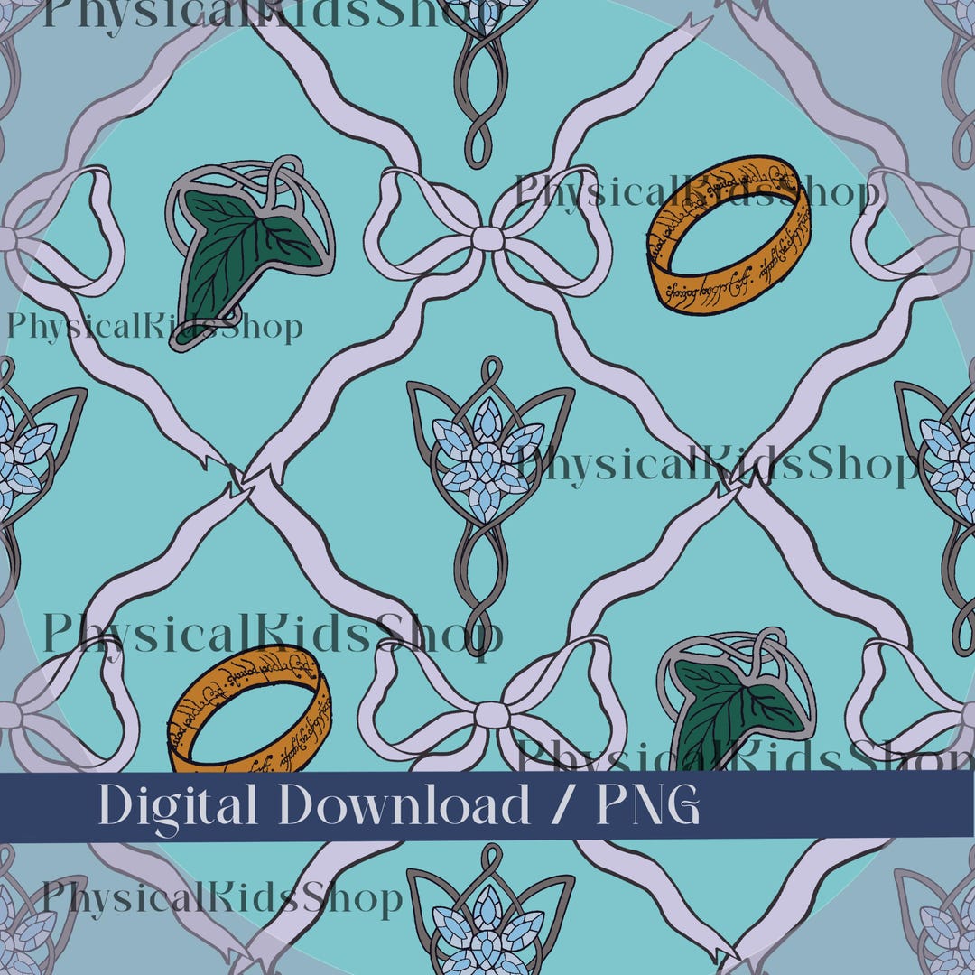 Hand Drawn LOTR Inspired Evenstar Seamless PNG Pattern (digital ...