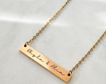 Custom Engraved Name Plate Necklace - Stainless Steel