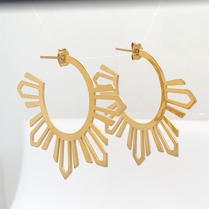 The Bayani Post Hoop Earrings - XL / Filipina Sun Hoop Earrings / Philippines