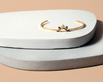 Gold Bayani Sun Cuff Bracelet, Stainless Steel, Philippines/Filipina Inspired Jewelry