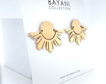 Gold Bayani Statement Post Earrings, Stainless Steel, Philippines/Filipina Inspired Jewelry