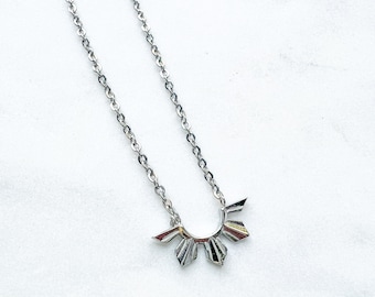 Filipina Bayani Half Sun Necklace: Silver Stainless Steel
