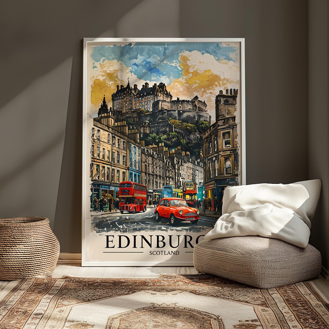 Edinburgh Scotland Vintage Travel Poster | Acrylic Style Print (digital ...