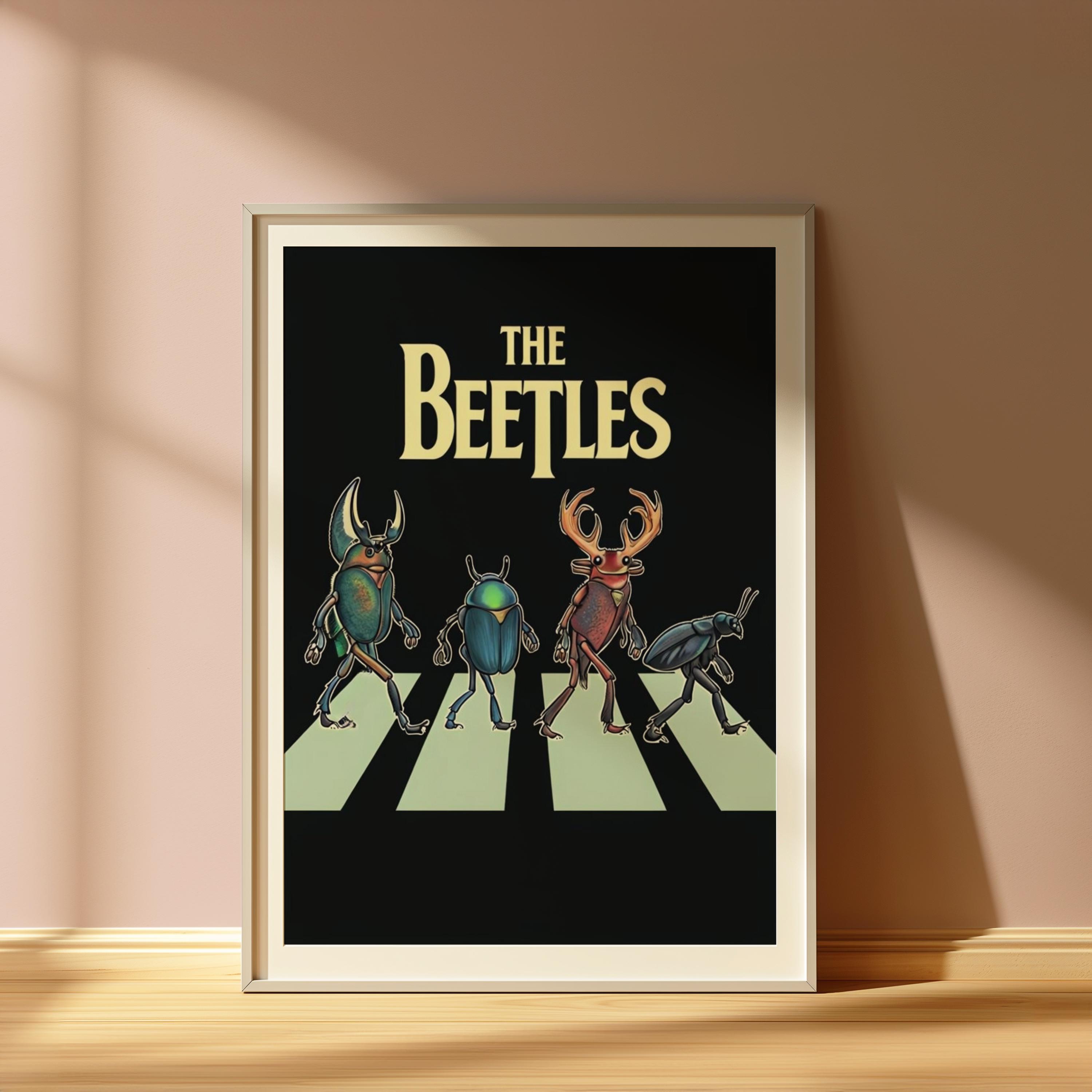 The Beetles Parody Poster | Funny Insect Band Abbey Road Print