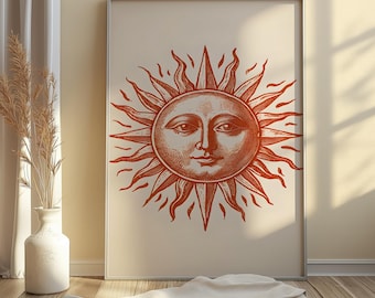 太陽の顔の彫刻版画：中世占星術美術（デジタルダウンロード） - Etsy 日本