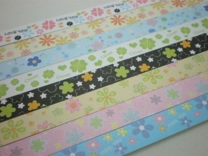 Origami Lucky Star Paper Strips Romantic Floral Mixed Designs Star Folding DIY Pack of 40 Strips