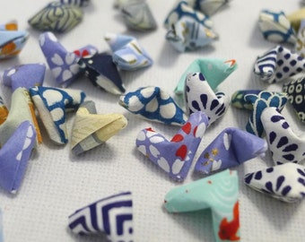 60 Blue Themed Traditional Japanese Washi Chiyogami Origami Lucky Hearts  (Free Ship worldwide for order more than USD35)