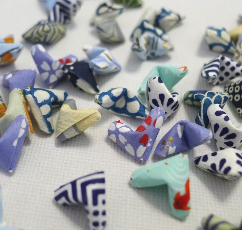 60 Blue Themed Traditional Japanese Washi Chiyogami Origami Lucky Hearts Free Ship worldwide for order more than USD35 image 1