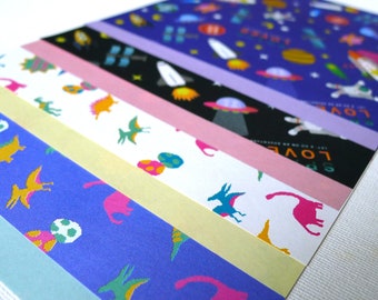 For Boys - Dinosaurs and Space Adventure - Fun Design Double sided Japanese Chiyogami Origami Paper Pack 20 sheets (4 designs)