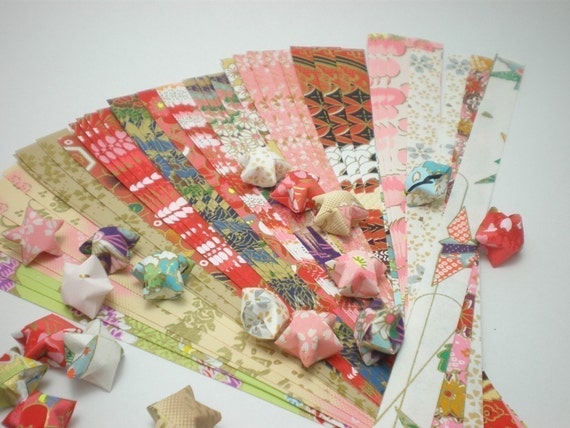 Assorted Design Chiyogami paper, Yuzen Origami Lucky Star Paper Strips - pack of 50 strips  (Free Ship worldwide for order more than USD35)