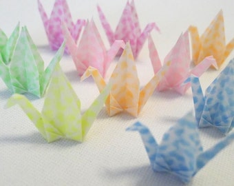 12 Miniature Glow in Dark Vellum Japanese Origami Paper Cranes (6 pairs)