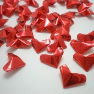 50 Passionate Love Fiery Red Origami Lucky Hearts custom order available image 1