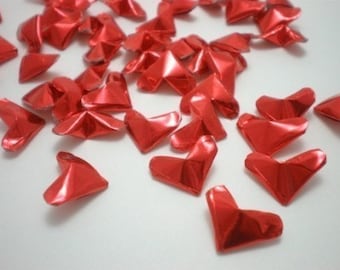 50 Passionate Love -  Fiery Red Origami Lucky Hearts - custom order available