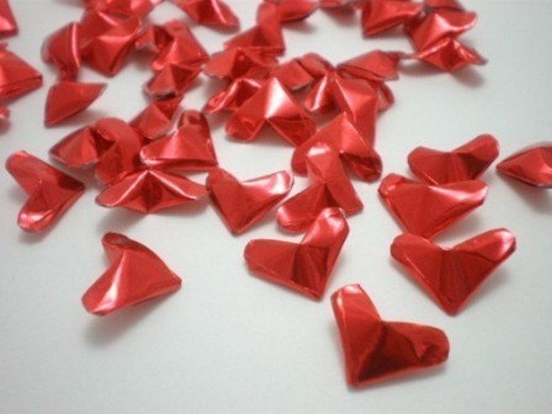 50 Passionate Love Fiery Red Origami Lucky Hearts custom order available image 1