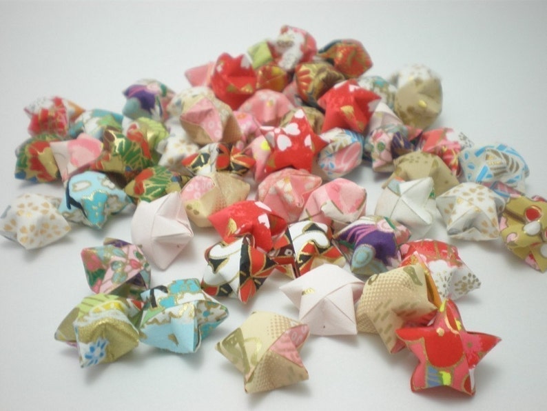 50 Washi Chiyogami Origami Lucky Stars made with Yuzen Paper Free Ship worldwide for order more than USD35 image 3