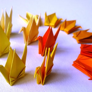 96 lindos guindastes de papel origami japoneses gradientes (3&#39; x 3&#39;) - amarelo verão e laranja (frete grátis para todo o mundo para pedidos acima de US$ 35)