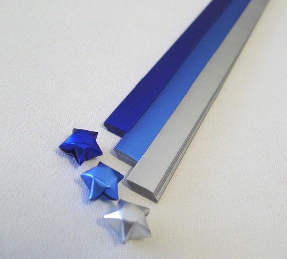 Frozen Blue and Silver Cool Shine Origami Lucky Star Paper Strips