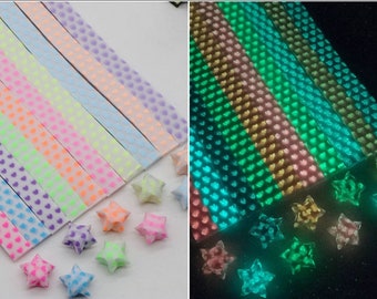 Rainbow Hearts - Glow in Dark Vellum Origami Lucky Star Paper Strips - 10 colors 200+ strips (Free Ship worldwide for order more than USD35)