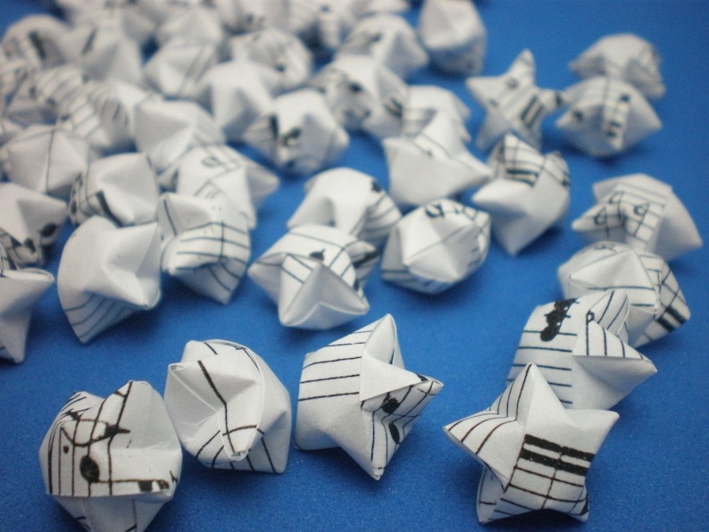 100 Musical Notes Manuscript Origami Lucky Stars USD35 Free Ship Worldwide image 1