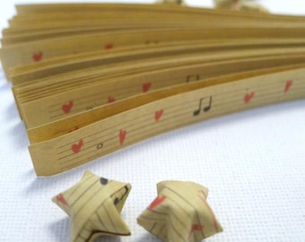 Music Manuscript - Song of Love - Kraft Origami Lucky Star strips - 60 strips (Free Ship worldwide for order more than USD35)