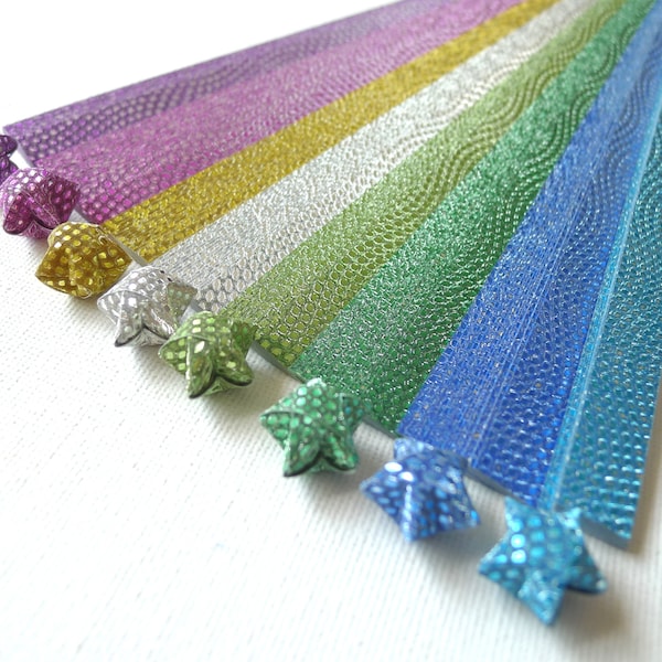 Rainbow Diamond - Magical Fairy Dust Origami Jewel Tone Lucky Star Paper Strips -150 strips  (Free Ship worldwide for order more than USD35)