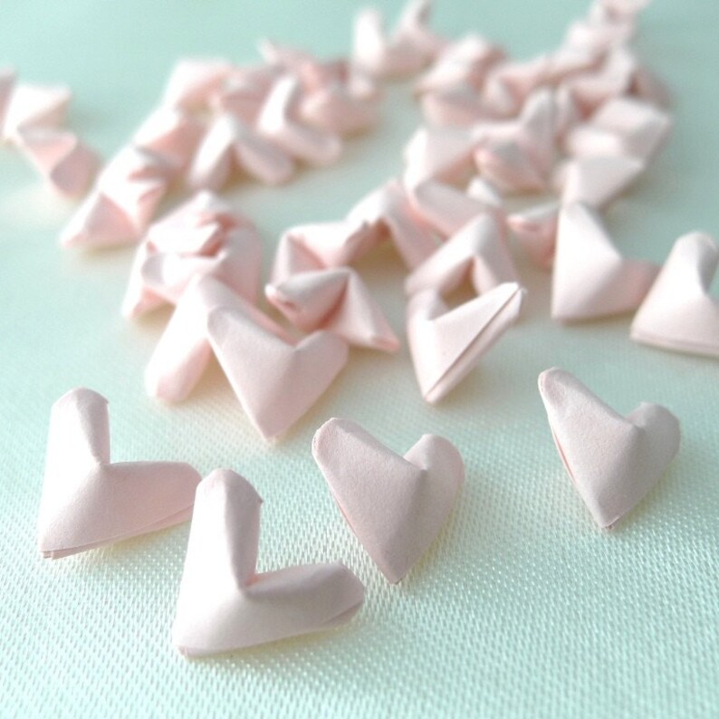 50 Sweet Candy Romantic Pink Origami Lucky Hearts custom order available image 1