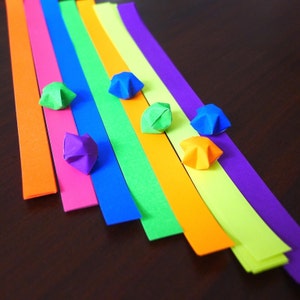 Rainbow Flourescent Gorgeous colors Origami Lucky Star Paper Strips - pack of 70 strips