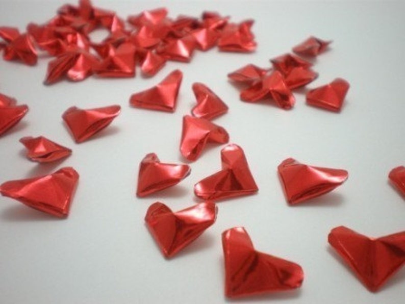 50 Passionate Love Fiery Red Origami Lucky Hearts custom order available image 2