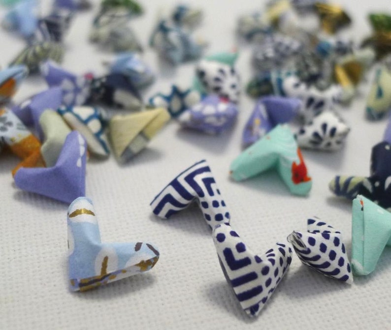 60 Blue Themed Traditional Japanese Washi Chiyogami Origami Lucky Hearts Free Ship worldwide for order more than USD35 image 4