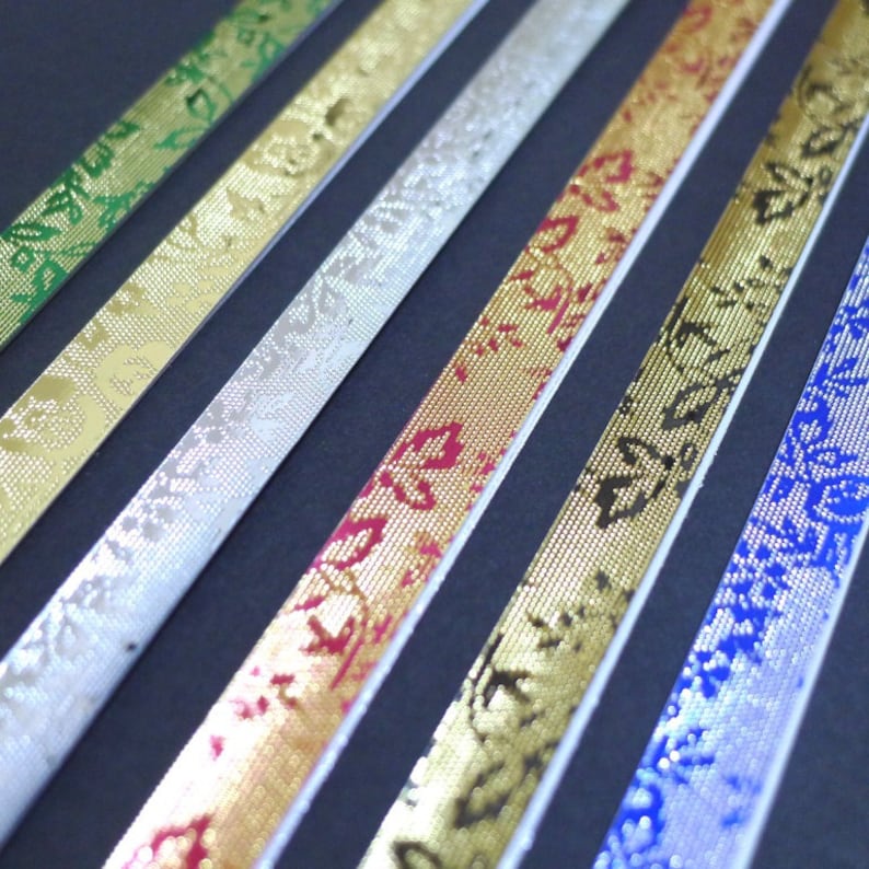 Origami Lucky Star Paper Strips pack of 50 strips Jewel Tone Metallic Embossed English Rose