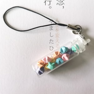 Miniature Glass Bottle charm with Ultramini Origami Lucky Stars of your choice