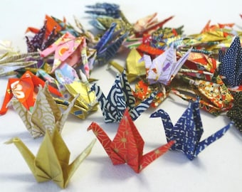 12 Beautiful Mini Washi Japanese Origami Paper Cranes - Random chiyogami designs  (Free Ship worldwide for order more than USD35)