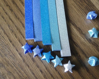 Sea Foam II  – 5 colors gradient - Magical Fairy Dust Origami Star Paper Strips – 100 strips (Free Ship worldwide for order more than USD35)